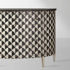 Andretta solid poplar wood drawer Cabinet With black and white geometric motif