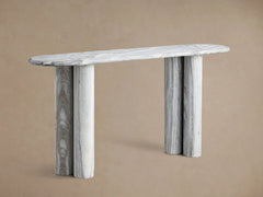 Serafin Entryway Console Table in Grey Dolomite Natural Stone Hallway Entrance Table
