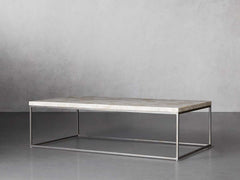 Arielle Rectangle Coffee Table Fossilized Clamshell Top Cocktail Table Iron Base Sofa Center Tea Table