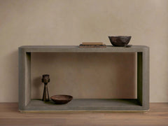 Harrow Entryway Console Table Faux Shagreen Finish Wood Entrance Table