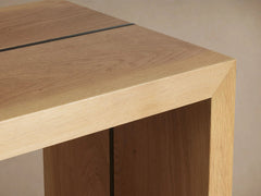 Mihaela Wood Entryway Console Table Oak Hallway Entrance Table in Vin Alb