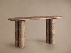 Serafin Natural Stone Entryway Console Table Vintage Hallway Entrance Table With column legs