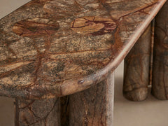 Serafin Natural Stone Entryway Console Table Vintage Hallway Entrance Table With column legs