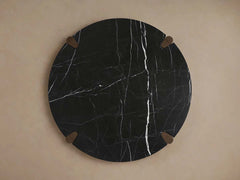 Pyet Round Marble Top Coffee Table Oak Wood Base Cocktail Table Living Room Center Tea Table