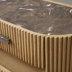 Astor Closed Wood Nightside table Nightstand Marble Top bedside Cabinet 3-Drawer Chest