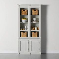 Athens Double Row Bookcase Wood Display Cabinet