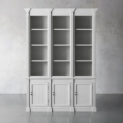 Athens Three Row Bookcase Handcrafted Wood Display Cabinet