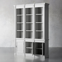 Athens Three Row Bookcase Handcrafted Wood Display Cabinet