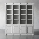 Athens Four Row Bookcase Large Wood Display Cabinet with Adjustable Shelves