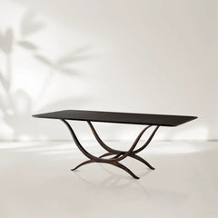 Chorda 84" Rectangular Dining Table Iron Base, Stoneware Tabletop