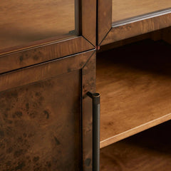 Hattie Burl Glass Cabinet Tall display Case Wood Storage Cabinets