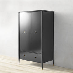 Lavenir French-Inspired Gloss Black Drawer Armoire