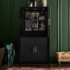 Louis Wood Bar Cabinet Constructivist-Inspired Wine Cabinet With Drawer