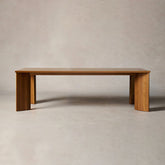 Yorn Wood Dining Table Angled Leg Design in White Oak or Walnut