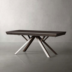 Powell Expandable Wood Dining Table with Steel Base