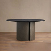 Saint Germain Round Oak Dining Table with Wood Dauphine Base