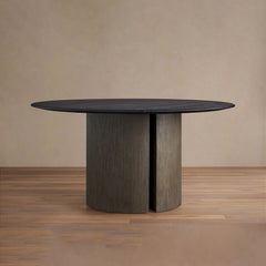 Saint Germain Round Oak Dining Table with Wood Dauphine Base