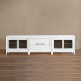 Rowan Drawers TV Stand Sideboard with Glass Doors Wood Entryways Cabinet Media Console
