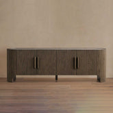 Astor Entryways Storage Sideboard Marble top Cabinet Oak Wood TV Stand Unit