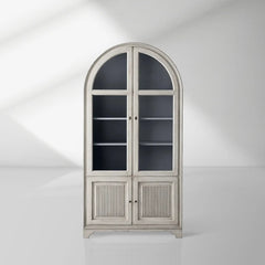 Giotto Antique Tall Display Cabinet Wood Side Storage Cabinet Bookcase with Glass Doors