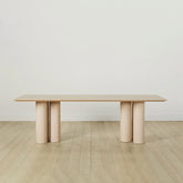 Rinde Solid Wood Ash Rectangle Dining Table with Sculptural Columnar Legs
