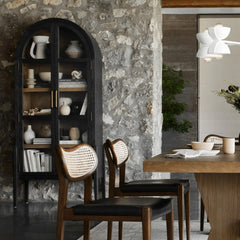 Hattie Wright Mediterranean Glass Door Display Cabinets Wood Living Dining Room Tall Cabinets