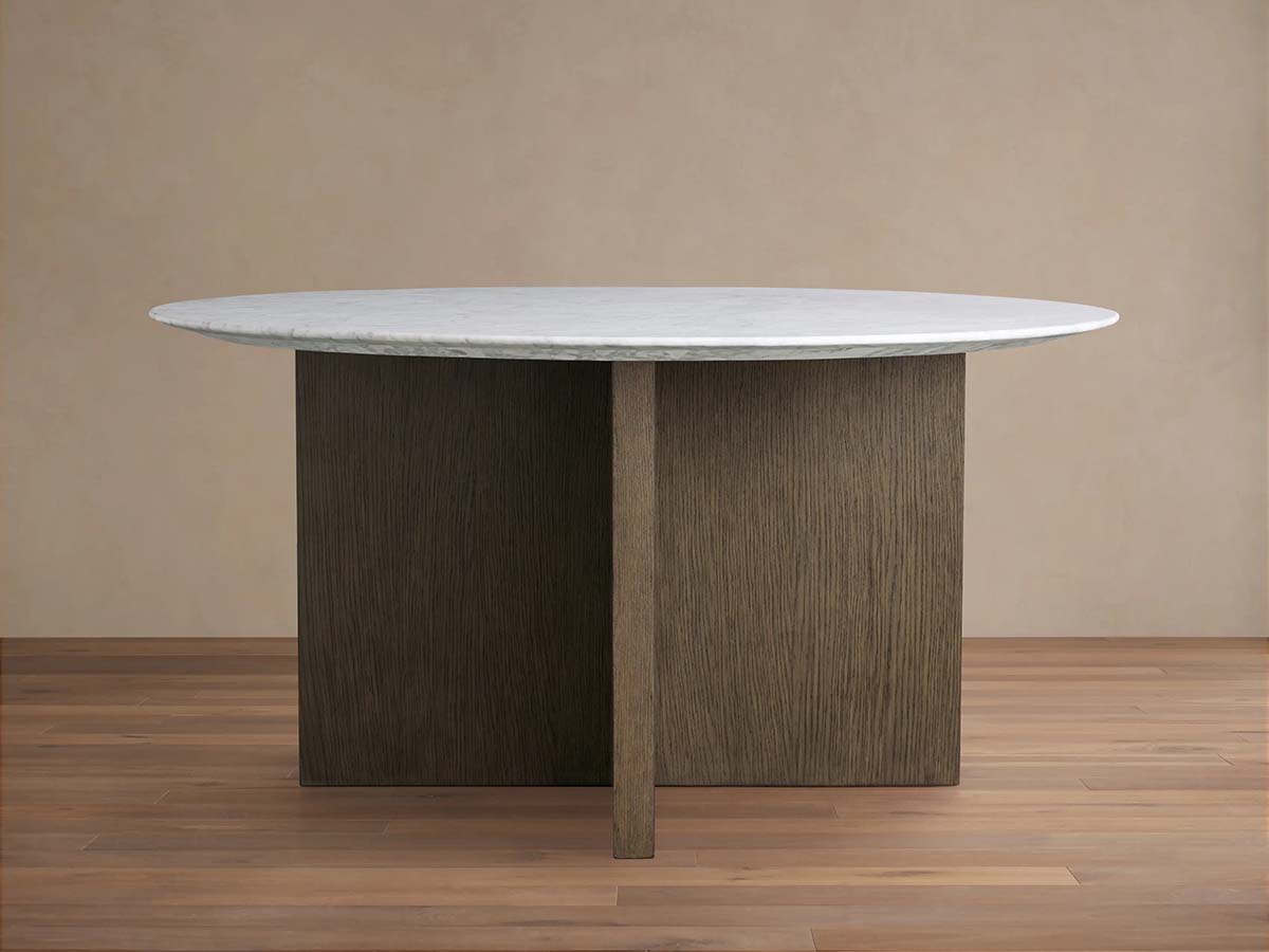 Saint Germain Round Marble Stone Dining Table With Clement Base