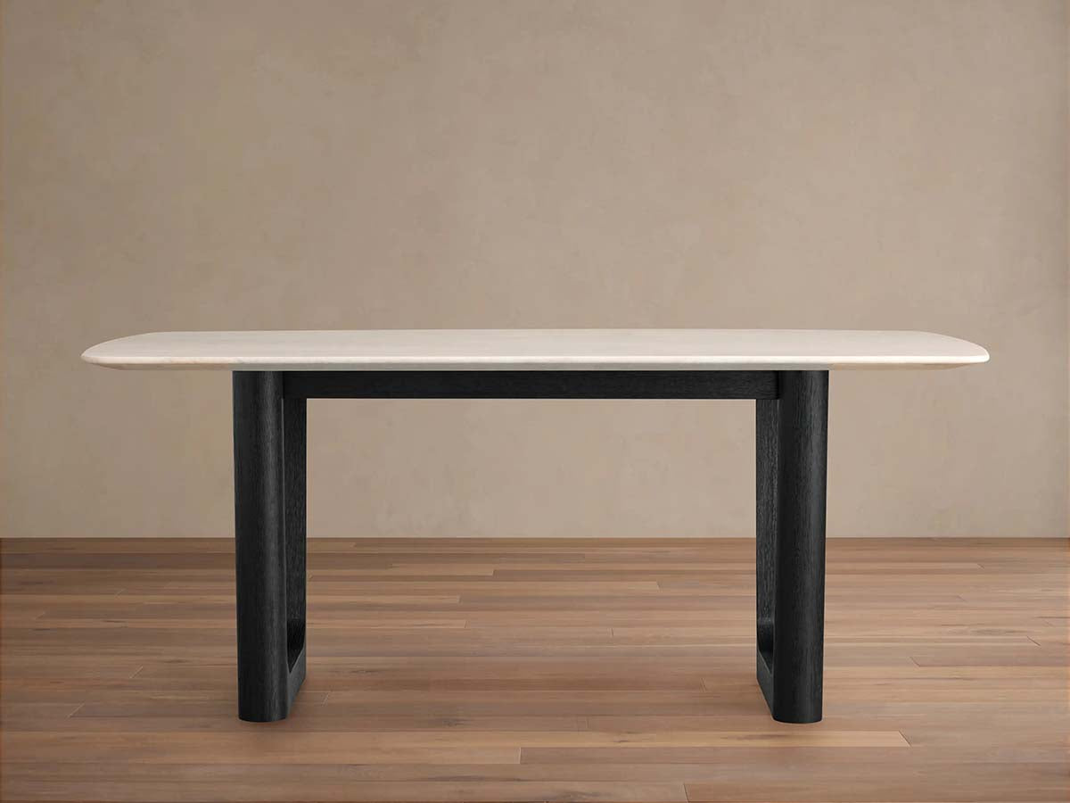 Saint Germain Marble Top Dining Table With Wood Rennes & metal Base