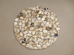 Petra Round Dining Table Inlay Splicing Tabletop With Iron Base