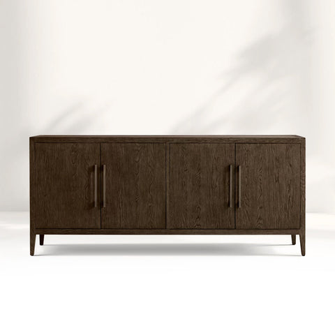 Ryze French Contemporary 4-Door Sideboard Oak Wood Buffet Three drawers Cabinet