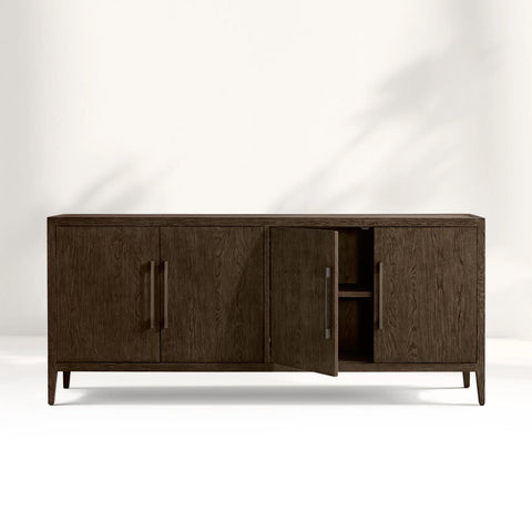 Ryze French Contemporary 4-Door Sideboard Oak Wood Buffet Three drawers Cabinet