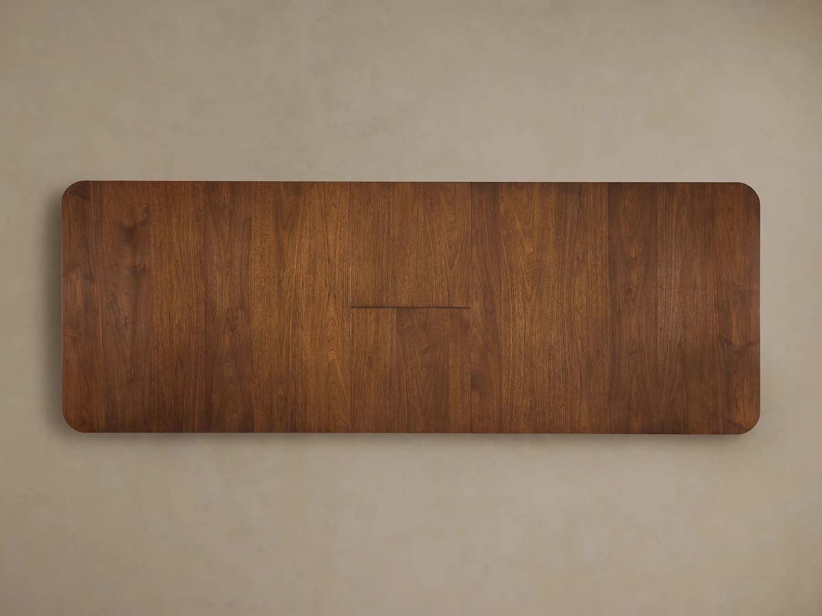 Ross Wood Extension Dining Table Walnut Mid-Century Dining Table with Self-Storing Leaf