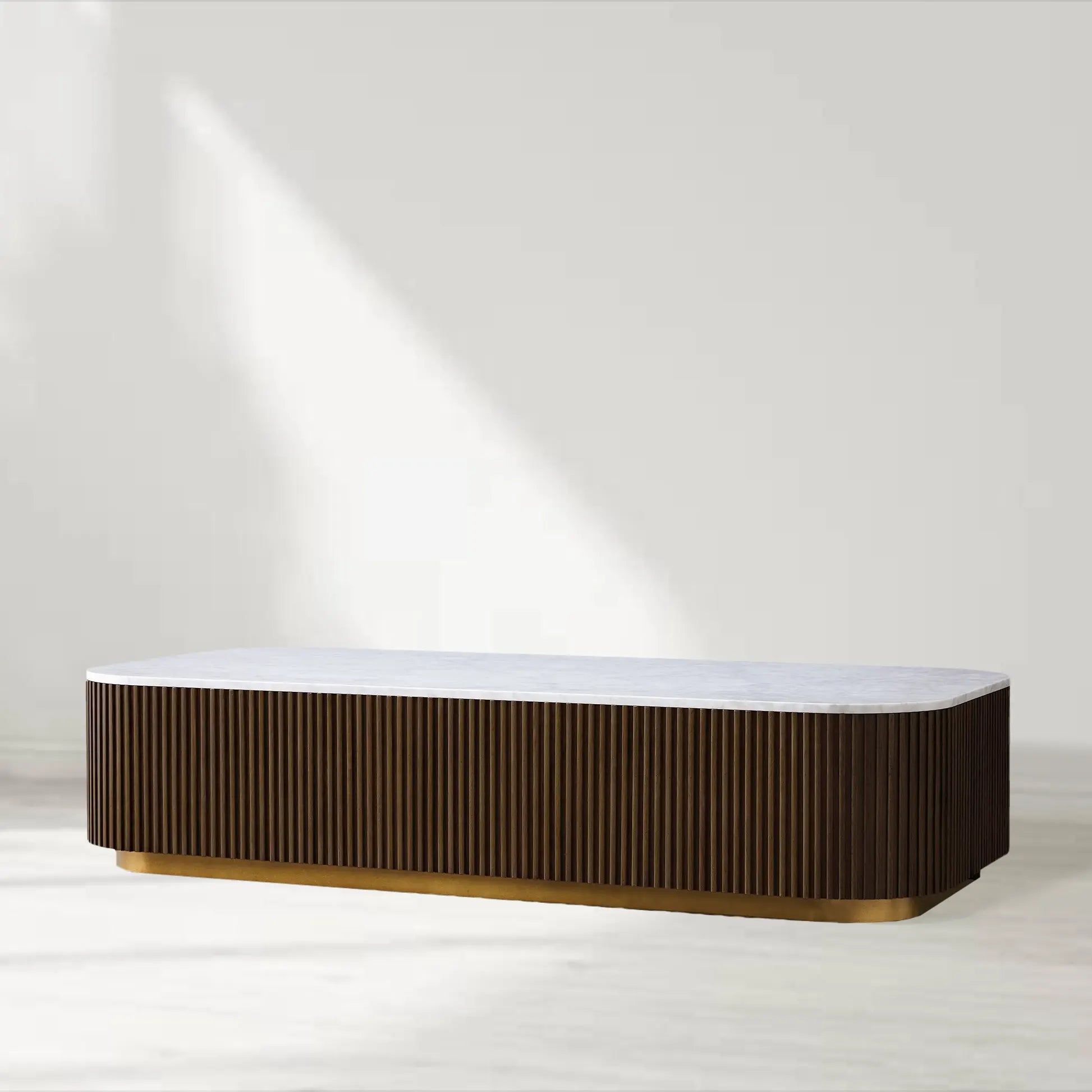 Finnley Solid Wood Coffee Table Stone Top Sofa Center Tea Table