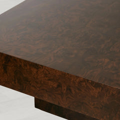 Cinzia Rectangle Burl Coffee Table Plinth-style Base Cocktail Table Wood Sofa Center Tea Table