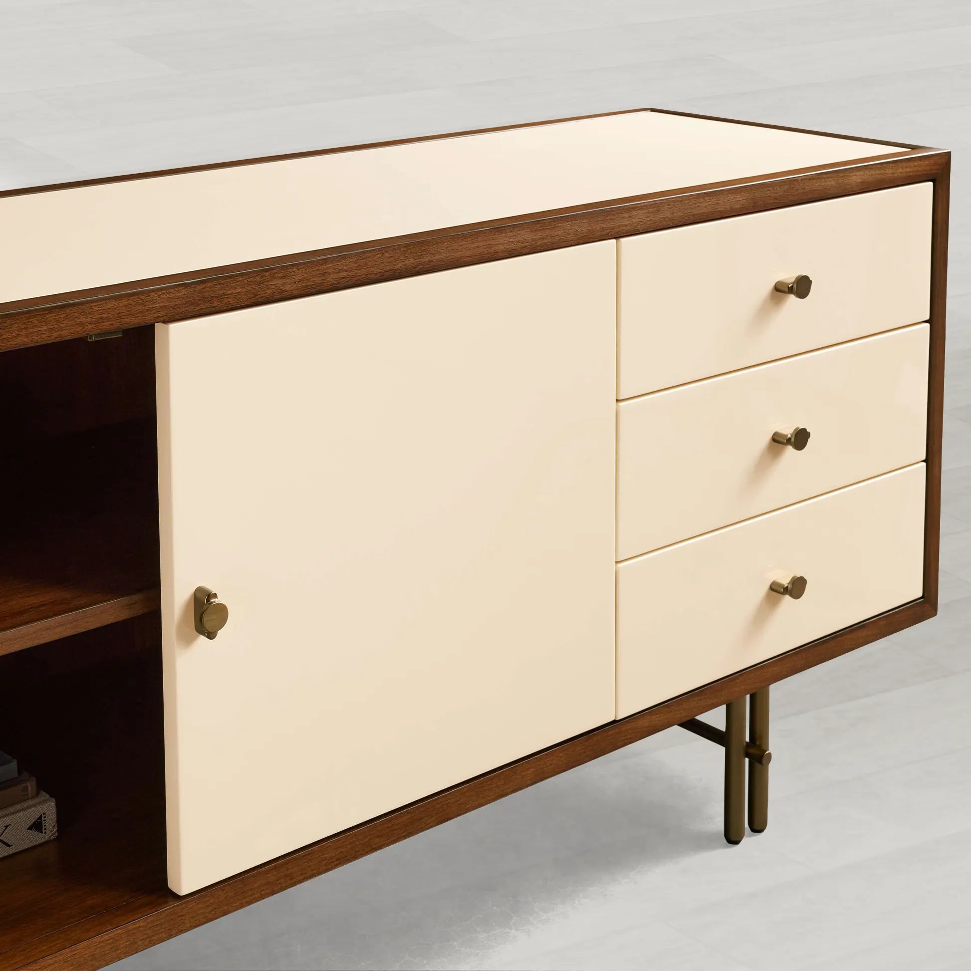 Henton Eucalyptus Wood TV Stand Living Room Entrance Six Drawers Cabinet Media Console