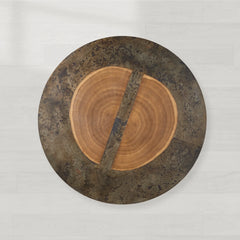 Acacius Round Coffee Table Yukas Wood Cocktail Table Sofa Industrial Center Tea Table