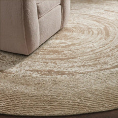 Lette Hand-Knotted Round Rug Carpet Tibetan Craftsmanship Wool Carpet