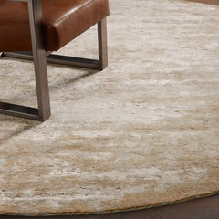 Viona Hand-Knotted Round Rug Wool & Rayon Blend Carpet
