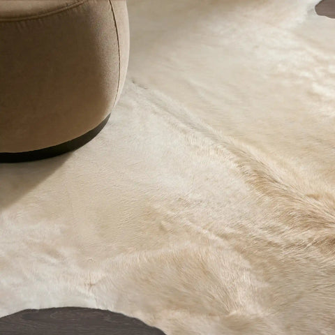 Creme Caramel Natural Hair-on-Hide Rug Living Room Leather Backing Carpet
