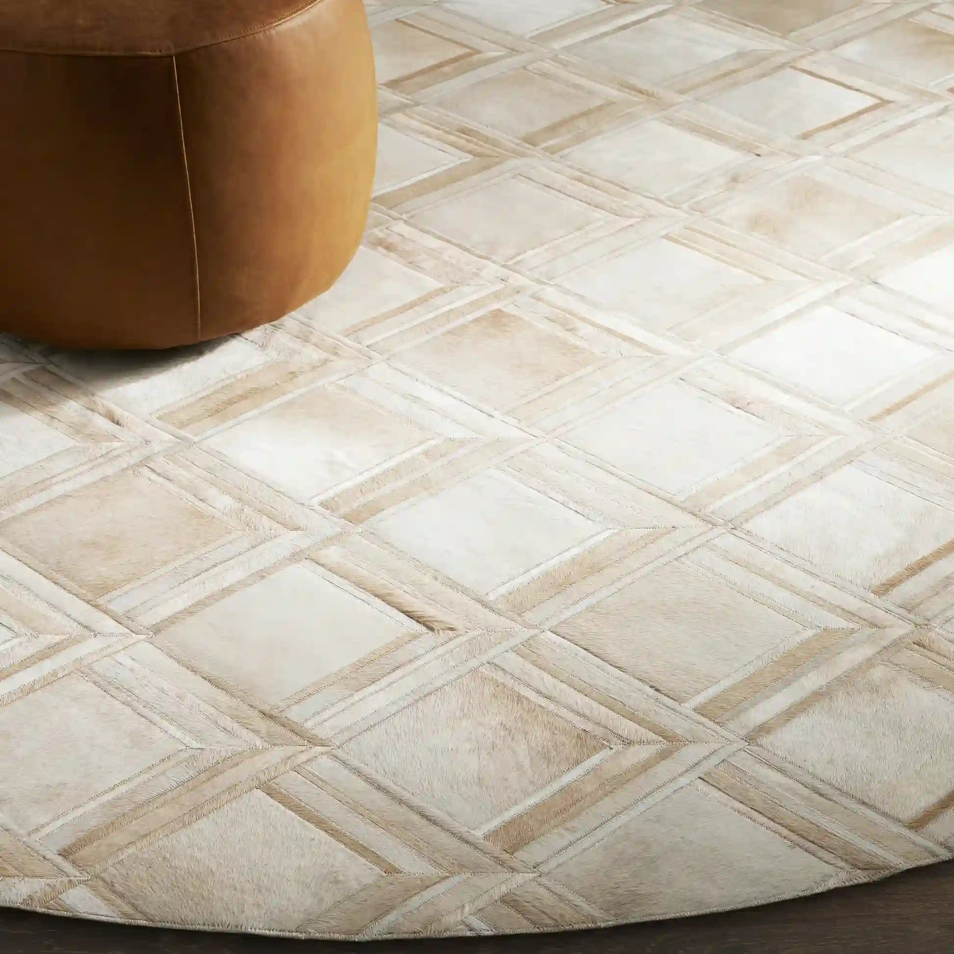 Greer Natural Hair-on-Hide Rug Round Carpet For Living rooms Dining Spaces Bedrooms
