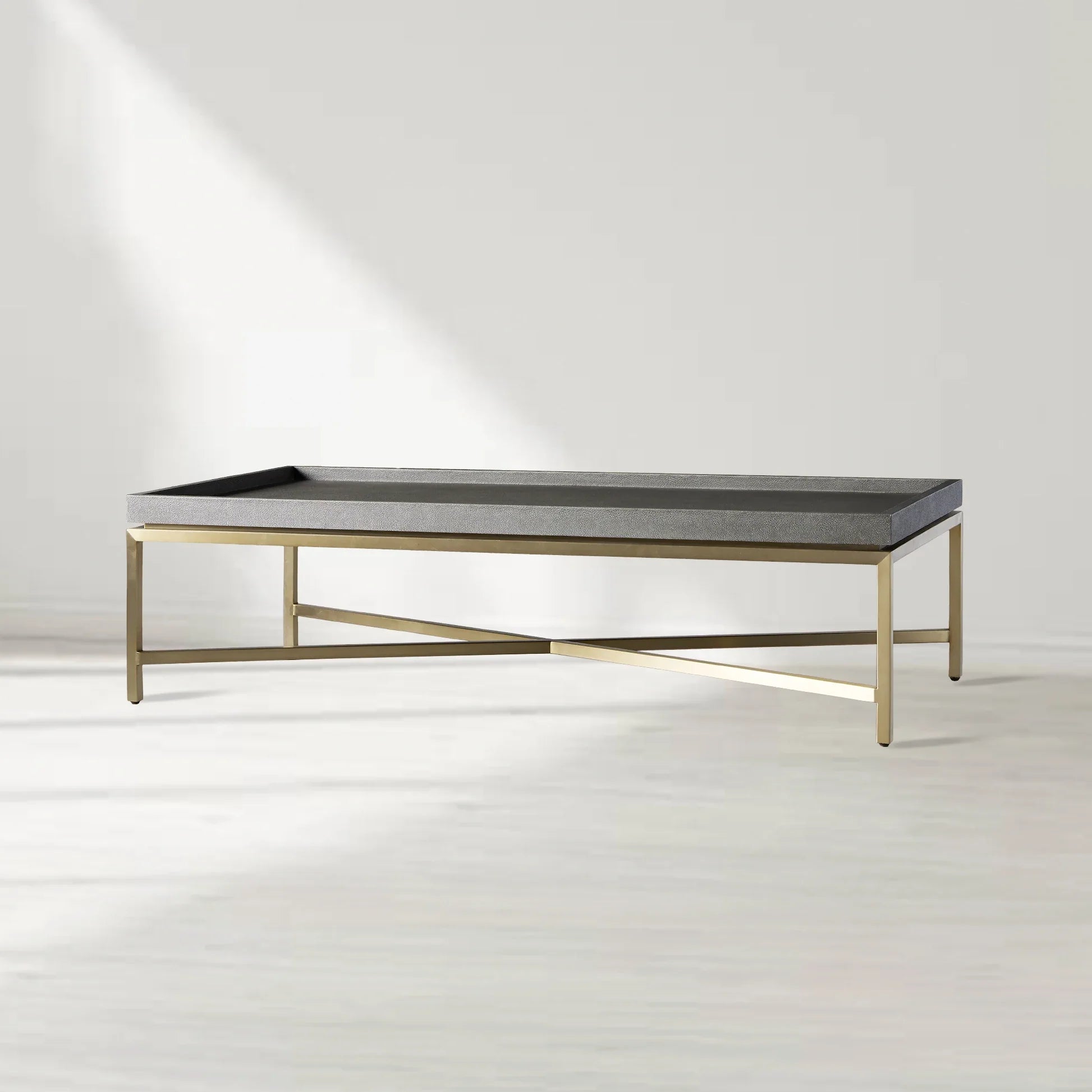 Malone Leather Top Coffee Table Modern Cocktail Table Living Room Center Tea Table with Steel Base