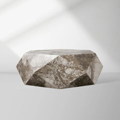 Lysa Natural Onyx Coffee Table Unique Wood Frame Cocktail Table Living Room Center Geometric Tea Table