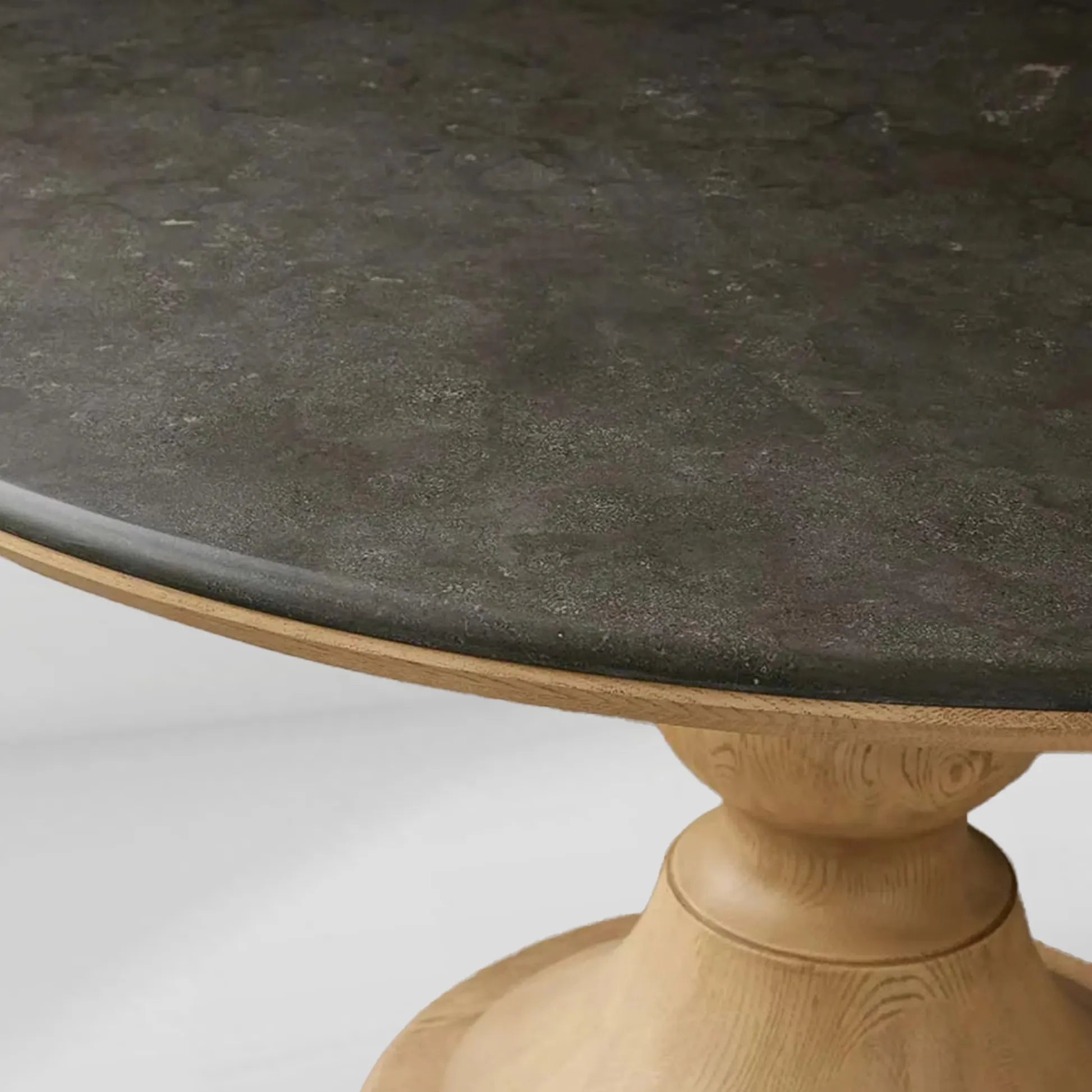 Amelia Marble Top Dining Table with Wood Curved Base Natural Stone Dining Table