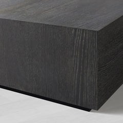 Sullivan Square Oak Coffee Table Black Wooden Plinth Cocktail Table Living Room Center Tea Table