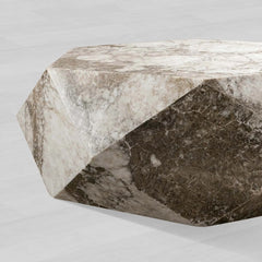 Lysa Natural Onyx Coffee Table Unique Wood Frame Cocktail Table Living Room Center Geometric Tea Table