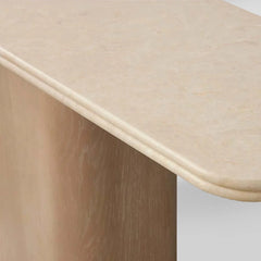 Caden Cream Stone Top Entrance Console Table Brushed Nickel Plinth Hallway Entryway Table