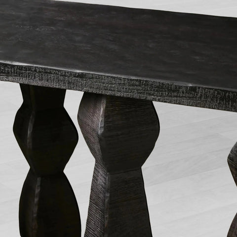 Rye Mango Wood Sculptural Entryway Console Vintage Hallway Entrance Table