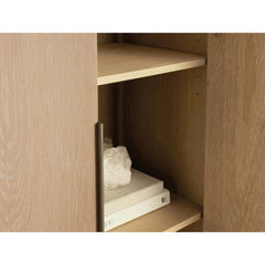 Caden Wood Door Tall Storage Cabinet Walnut Curio Display Cabinet dining Entryway China Cabinet