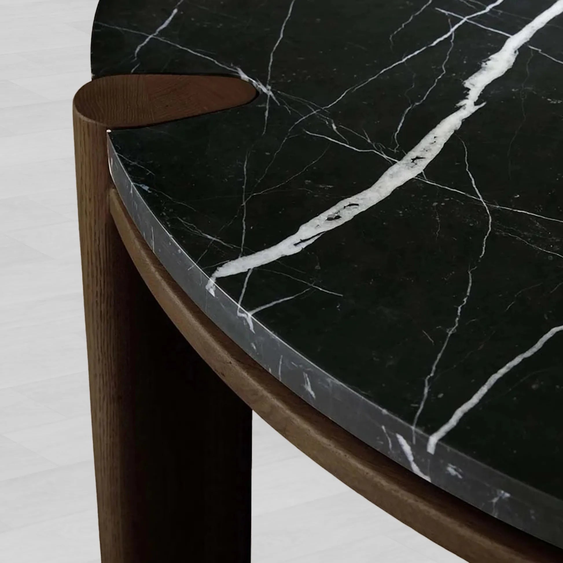 Pyet Round Marble Top Coffee Table Oak Wood Base Cocktail Table Living Room Center Tea Table