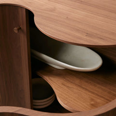 Cortina Boat-Shaped Top Sideboard with a Waved Base Buffet Table Wood Living Room Entryways Cabinet